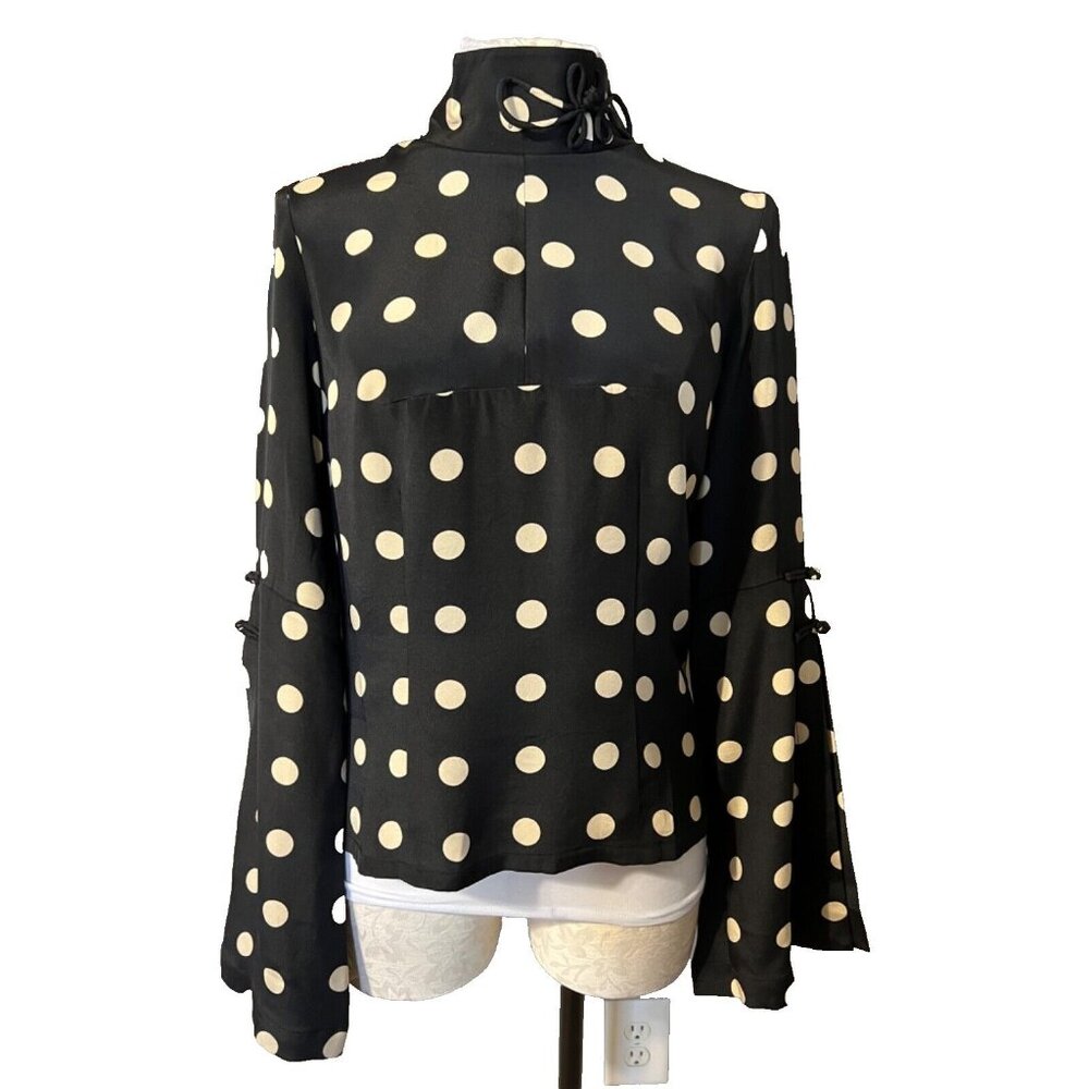 Anthropologie Claudia Patel SILK Top 4 Polka Dot Statement Sleeves NWT
